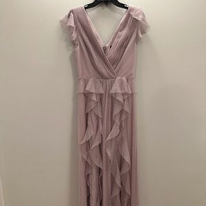 BCBGMAXAZRIA Lilac Ruffled Point D'esprit Maxi Slip Dress Gown Size 6